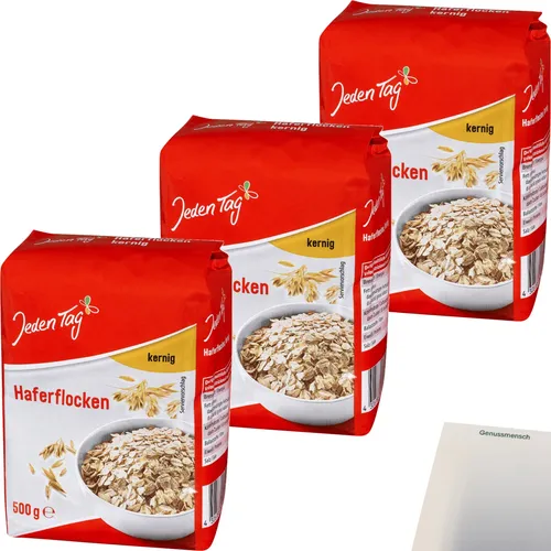 Jeden Tag Haferflocken kernig 3er Pack 3x500g Packung usy Block