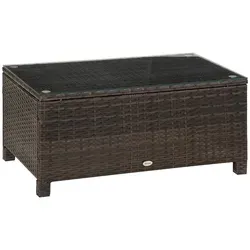 Outsunny Gartentisch aus Polyrattan - Tisch aus robustem Polyrattan, UV-beständig und ideal für Garten oder Balkon, Maße: 85 x 50 x 39 cm, mit gehärteter Glasplatte für stilvolle Akzente.