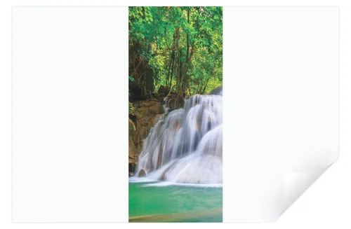 Türtapete Selbstklebend Wasserfall Wald - 91x211 cm - Türaufkleber mit einzigartigem Wasserfall-Motiv, UV-beständig und kinderleicht anzubringen. Verleihen Sie Ihrem Raum einen neuen Look mit umweltfreundlichem Material.
