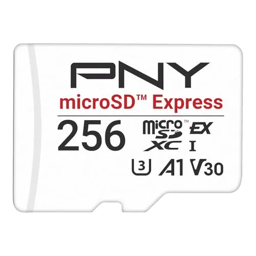 PNY microSD™ Express 256GB UHS-I U3 V30 A1 microSDXC Flash-Speicherkarte, bis zu 890MB/s Lesen & bis zu 750MB/s Schreiben, ideal für microSD Express kompatible Geräte wie Nintendo Switch 2