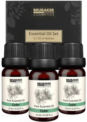 BRUBAKER Duftöl 3er-Set Zeder Öl - Kraft, Entspannung & Freier Atem (Naturrein & Vegan, 3 x 10 ml Zederöl Baumöl), Ätherische Öle Aromatherapie Geschenkset