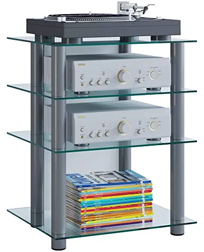 Produktbild VCM TV-Rack Bilus, silber, 4 Böden aus Glas