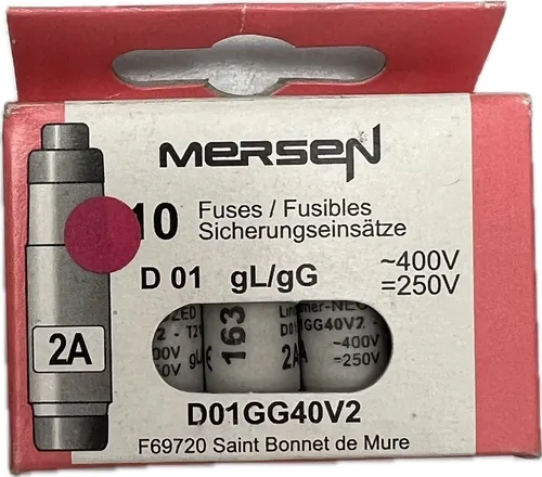 10x Mersen D-Sicherungseinsatz D01GG40V2 D-Sicherungseinsätze 2A 400V