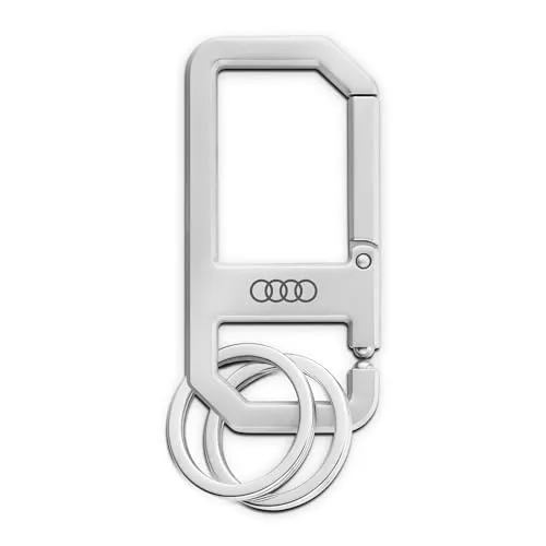 Audi 3182400500 Schlüsselanhänger Karabiner Metall Anhänger Schlüsselring Ringe Logo, silber
