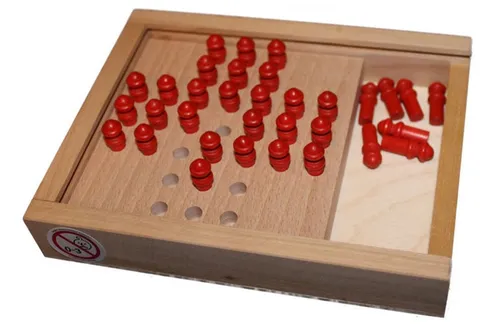 Ebert 701217 Steckhalma - Kreatives Holzspiel - Gesellschaftsspiel für 1+ Spieler, fördert logisches Denken und Feinmotorik. Ideal für Kinder ab 5 Jahren, Maße: ca. 13 x 17 x 3 cm.