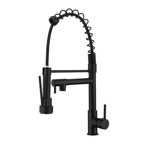 Wasserhahn Küche Schwarz - Hochwertige Küchenarmatur mit Herunterziehen Brause - Berührbare Wasserhähne für die Küche mit langlebigem Edelstahl und 360° drehbarem Duschkopf für flexible Nutzung und einfache Installation.