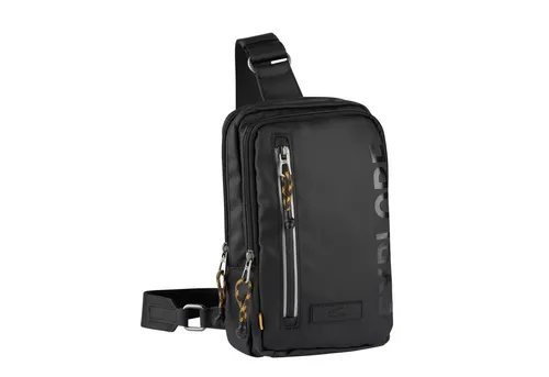 camel active Explore Herren Handtasche Sling Bag Rucksack - 5 L Schwarz, modernes Design mit nachhaltigem, wasserabweisendem Nylon und flexiblem Tragekomfort