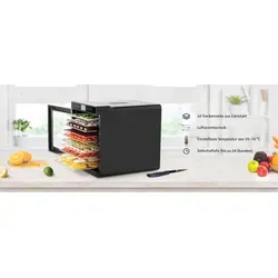ETA Dörrautomat Vital Air 2 mit Temperatureinstellung - Dörrautomaten mit 10 Edelstahl-Gittern und Air Flow Technologie für gleichmäßiges Trocknen, ideal für gesunde Snacks und RAW Food Zubereitung.