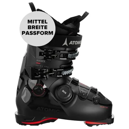 ATOMIC HAWK PRIME 100 BOA GW Skischuhe - Größe 32/32.5 - Alpin-Skischuh in Black/Red - Boots mit 3D Knöchel & Ferse für präzisen Sitz - Ideal für Skifahrer mit mittelbreiten Füßen.