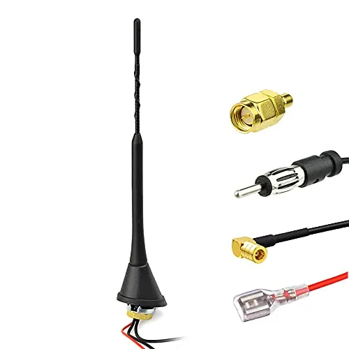 Eightwood DAB Antenne Autoantenne Splitter Verstärker SMB auf DIN-Anschluss Universal Dach DAB Antenne 5M 16.4ft Kabel für FM Radio DAB Autoradio Pioneer Alpine MEHRWEG