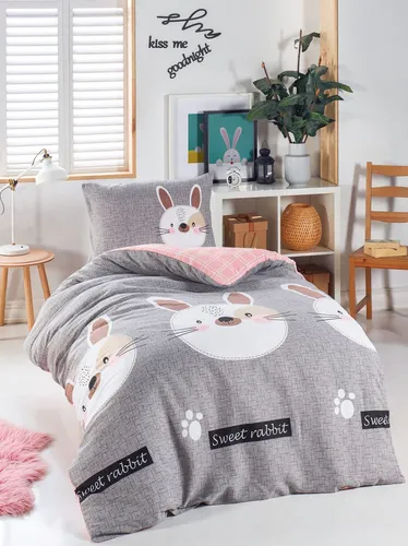 Einzelbettwäsche Set 140x200 cm - 65% Baumwolle, 35% Polyester - Hochwertiges Bettwäsche-Set in Grau-Braun-Beige-Schwarz-Rosa, maschinenwaschbar bei 30 °C. Ideal für gemütliche Nächte und einfache Pflege.