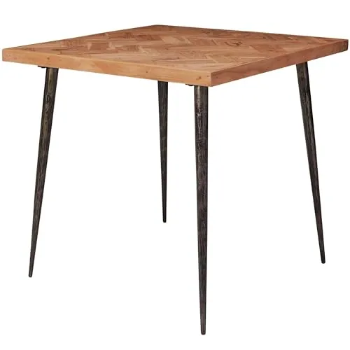 Wohnling Esstisch WL5.633 - Akazien-Massivholz, eckig 80 x 76cm - Esstisch für 4 Personen aus handgefertigtem Akazien-Massivholz mit einzigartiger Maserung und Fischgräten-Muster. Stabil und standsicher, ideal für gemütliche Esszimmer.
