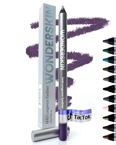 Wonderskin 1440 Longwear Lila Eyeliner-Stift, 3er-Pack – Wasserfester, anspitzbarer Kajalstift & wischfester violetter Kajalstift (Eggplant)
