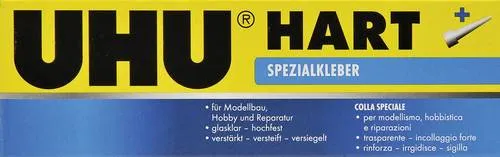 UHU Spezialkleber HART 35 g in Tube - Lösemittelhaltiger Alleskleber für starke und dauerhafte Verbindungen auf verschiedenen Materialien, ideal für kreative Projekte und Reparaturen.
