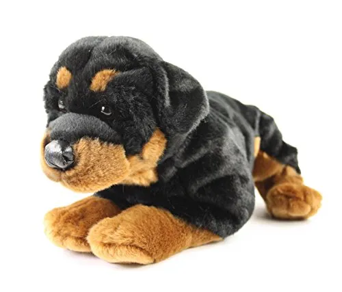 Kuscheltier Rottweiler Rob 45 cm - Liegender Plüschhund - Stofftier Rottweiler aus kuschelweichem Plüsch, 45 cm lang, waschbar bis 30°C - der perfekte Begleiter für Groß und Klein!