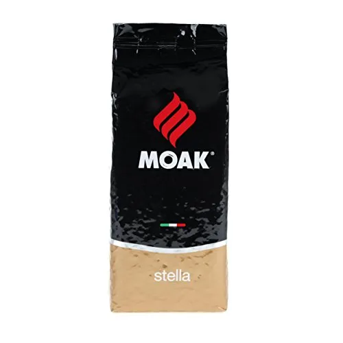 Moak Stella 1kg Bohnen - Hochwertiger Espresso - Kaffee - 100% italienische Kaffeebohnen, vegan und ohne künstliche Aromen, perfekt für aromatischen Espresso mit schokoladigem Geschmack.