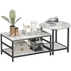 HOMCOM Couchtisch 2er-Set mit Marmoroptik