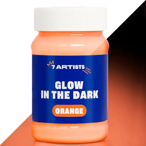 Artists Fluoreszierende Acrylfarbe Neon Orange 100 ml | Nachtleuchtende Farbe auf Wasserbasis | Fluoreszierende Leuchtfarbe Acryl zum Bemalen von Holz Papier Stein Karton 7