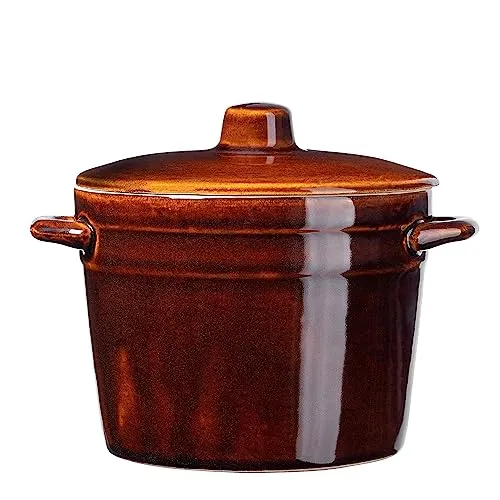 KADAX Steinzeugtopf 2,5L - Gärbehälter für die Heimbrauerei, handgemachter Keramiktopf mit Deckel und Seitengriffen, spülmaschinenfest und ideal für die Zubereitung von eingelegtem Gemüse.