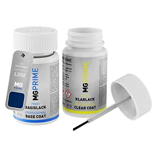 MG PRIME Autolack Lackstift Set für Volkswagen VW LD5E / D5E / F4 Meerblau Basislack Klarlack je 50ml