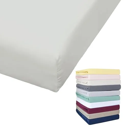 Bierbaum Jersey Spannbettlaken 27cm Steghöhe 90x190-100x200 / 140-160x200 / 180-200x200 cm Grau Gelb Weiß Grün Blau, Farbe:Silber, Größe:100x200cm Spannbettlaken