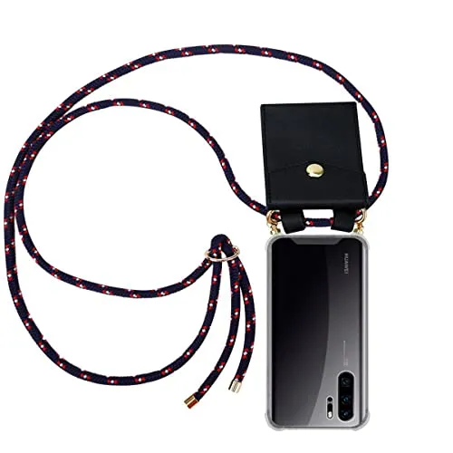Cadorabo Handykette kompatibel mit Huawei P30 PRO Schutzhülle TPU Silikon Case Necklace Design Slim Kratzfest Kordel Band mit Etui Rundumschutz Case Hülle für Huawei P30 PRO in Blau