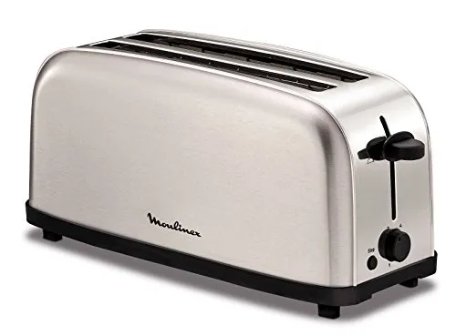 Moulinex Klassisch LS330D11 Toaster 1400W - Silber - Toaster, elegantes Design aus Edelstahl, 2 lange Schlitze für bis zu 4 Brotscheiben, 6 Bräunungsstufen und praktische Stopptaste für perfekten Toast.