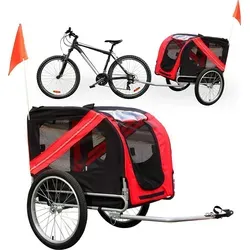 Wiltec Hunde Fahrradanhänger rot-schwarz 220x70x78cm