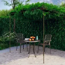 vidaXL Garten-Pergola Antik-Braun 3x3x2,5 m - Pflanzenkästen & Spaliere, stilvolle Schmiedeeisen-Pergola als robuste Rankhilfe für Kletterpflanzen und romantisches Flair in Ihrem Garten.