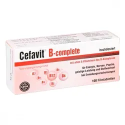 Cefavit B-complete Filmtabletten - Nahrungsergänzungsmittel mit allen 8 B-Vitaminen für optimale Energieversorgung und Unterstützung des Nervensystems. Nur 1 Tablette täglich für Erwachsene ab 15 Jahren.