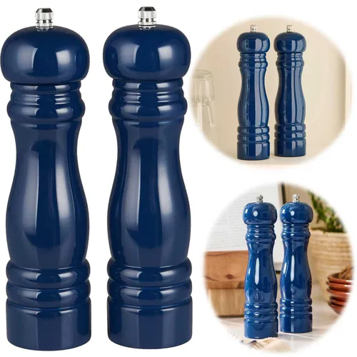 Exklusive Ribe Holz Salzmühle & Pfeffermühle Set 21x5cm - Elegantes 2er Set in Indigo Blau mit hochwertigem Keramikmahlwerk. Ideal zum Würzen und individuell einstellbar für perfekten Geschmack.