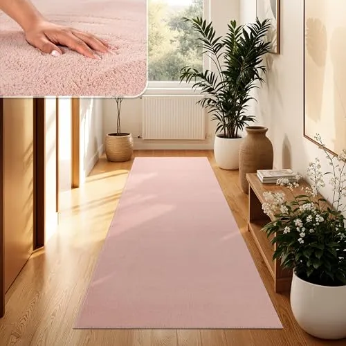 Paco Home Moderner Kuscheliger Wohnzimmer Teppich Kurzflor waschbar flauschig Weich Einfarbig Felloptik zeitlos stilvoll rutschfest pflegeleicht, Grösse:60x100 cm, Farbe:Rosa