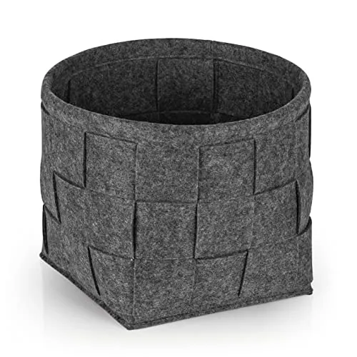 N8WERK Filz-Aufbewahrungskorb 24x24x24cm | Ideal zur Aufbewahrung von Kaminholz & Zeitschriften | Strapazierfähig & vielseitig | Faltbarer Aufbewahrungskorb passend für Regale [Dunkelgrau]