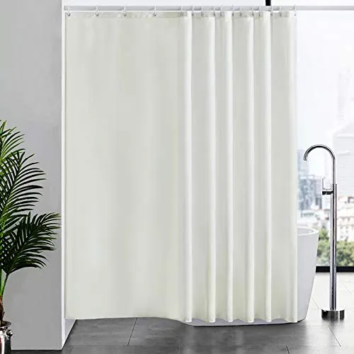 Furlinic Überlänge Duschvorhang Beige Antischimmel, Badvorhang aus Polyester Stoff Textil Wasserabweisend Waschbar, Vorhang für Badewanne und Dusche, mit 16 Ringe 244x200.
