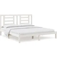 vidaXL Massivholzbett Weiß 180x200 cm - Modernes Super King Size Bett - Betten aus massivem Kiefernholz, robust und stabil, mit komfortablem Kopfteil für entspanntes Lesen und Fernsehen. Ideal für stilvolle Schlafzimmergestaltung.