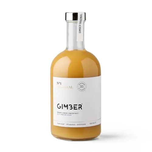 Gimber BIO Ingwerkonzentrat, 100% natürlich & vegan, Premium Ingwer essenz | N°1 700 ml Original | Biologisches Ingwerkonzentrat, alkoholfreie Ingweressenz mit Zitronenthymian, veganes Konzentrat