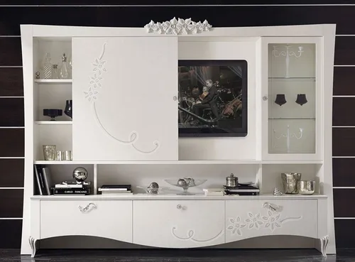 RTV TV Schrank Sideboard Wohnwand Kommode aus massivem Holz - Moderne Wohnwand aus hochwertigem Massivholz, ideal für Ihr Wohnzimmer. Mit großzügigen Abmessungen von 304 x 50 x 220 cm bietet sie viel Stauraum und stilvolle Akzente.