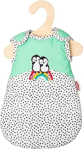 Heless 9194 - Schlafsack für Puppen im Pinguin Pünktchen Design, mit Pinguin-Aufdruck und Klettverschluss, kuschelweich, Größe 20-25 cm Mehrfarbig