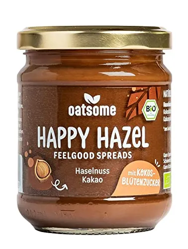 OATSOME® Happy Hazel | Feelgood Spread | Haselnuss & Kakao | Frühstück | Cremiger Aufstrich | Vegan, Ohne Raffinierten Zucker & Ohne Palmöl, Bio & 100% Natürlich | Cremiger Snack | 400g