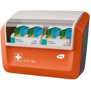 Werosmart® Pflasterspender Smart Box® mit KunterBunt Pflaster - Pflasterspender für Kinder mit hypoallergenen, wasserabweisenden Pflasterstrips. Einfach zu montieren, schützt vor Staub und Nässe und ermöglicht eine hygienische Anwendung.