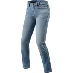 Revit Shelby Jeans Damen - Hellblau - 32/30 - Motorradhosen mit CORDURA® DENIM, Stretcheigenschaften für optimale Bewegungsfreiheit und SEESMART™ Protektoren für Sicherheit. Reflektierendes Material erhöht Sichtbarkeit und vermindert Unfallrisiko.