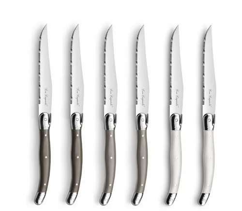 Lou Laguiole 6-tlg. Steakmesser Set TRADITION - Messersets mit rustikalem französischem Charme. Die scharfen, mikroverzahnten Klingen und farbigen Griffe sorgen für ein authentisches Landhaus-Feeling.