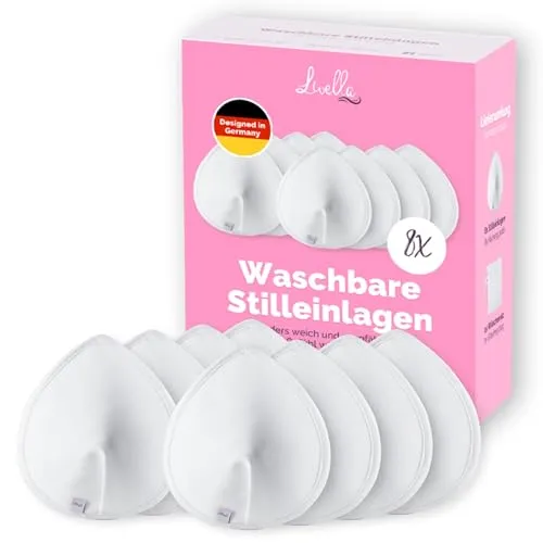 Livella Waschbare Stilleinlagen (8 Stück) - Saugstark und Umweltfreundlich - Stilleinlagen aus natürlichen Bambusfasern, wiederverwendbar und inklusive Wäschenetz. Bieten optimalen Schutz, sind hautfreundlich und diskret unter der Kleidung.