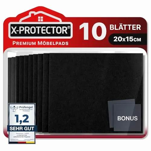 X-Protector Filzgleiter 10 Stück 20 x 15 x 0.5 cm in schwarz von X-Protector