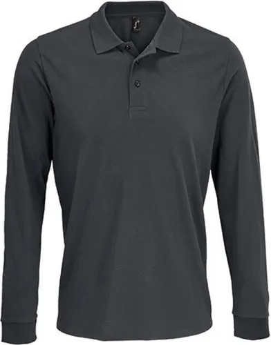 SOLs 03983 | Uni Long Sleeve PolyBaumwolle Polo Shirt XS bis 5XL - Farbe: Dark Grey (Solid) - Größe: XL