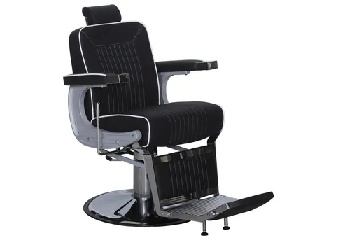 Barberpub hydraulischer Friseurstuhl 3822BK, 140° kippbar und 360° drehbar - Eleganter und stabiler Friseurstuhl aus hochwertigem PVC-Kunstleder. Mit verstellbarer Rückenlehne und T-Fußstütze bietet er höchsten Komfort für Ihre Kunden. Ideal für Friseursalons und Schönheitssalons.