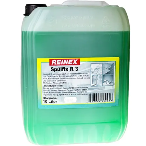 Reinex Spülfix Zitro R3 Geschirrspülmittel 10 L Spülmittel Handspülmittel mild und pflegend, mit frischer Duftnote 142