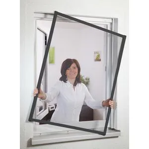 Fliegengitter Fensterbausatz Master SLIM 100x120cm - Fliegengitter Bausatz für Fenster, individuell kürzbar und mit schraubloser Befestigung für eine einfache Montage in anthrazit.