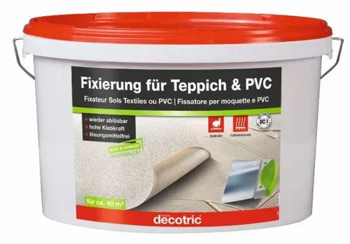 Decotric Fixierung für Teppich und PVC 10 kg - Kleber & Leime, starke Haftung für Teppiche und PVC-Bodenbeläge, ideal für dauerhafte Anwendungen in Wohn- und Gewerberäumen.