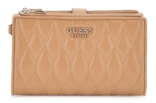 GUESS Geldbörse Handgelenktasche Valla Zip Around Organizer Beige Hellbraun